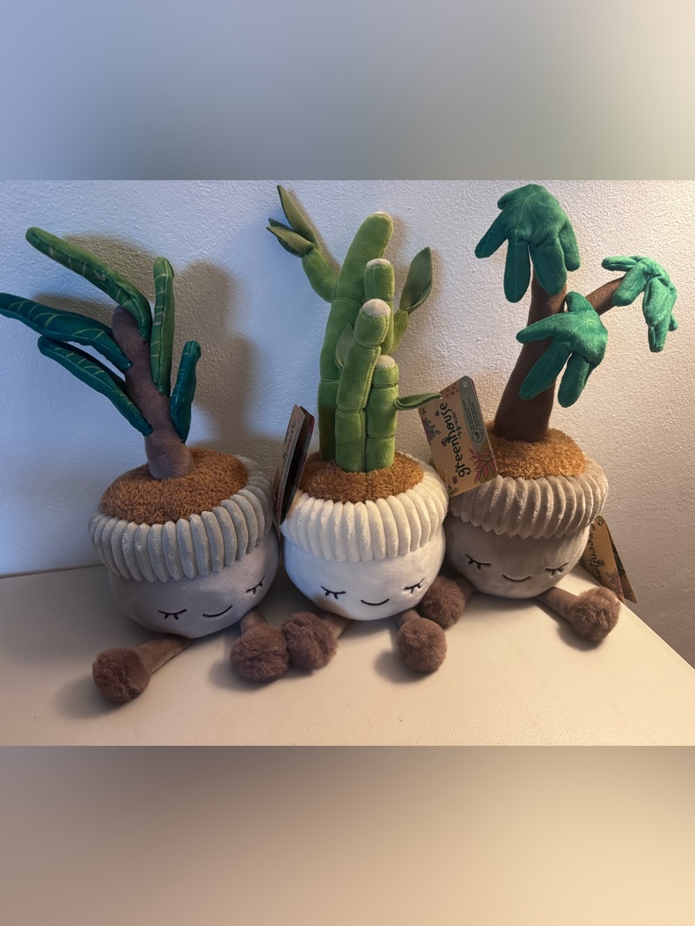 Green Plush Potted Succulent Decor - Smiling Planter